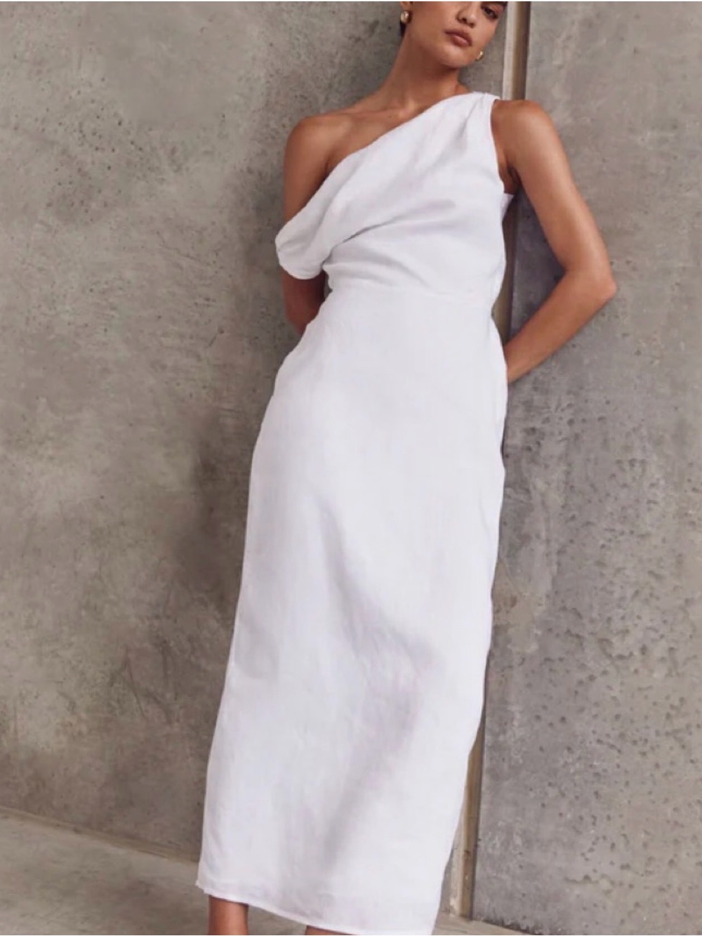 DISSH One-Shoulder White Midi Dress